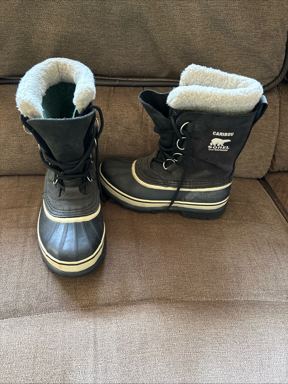 Sorel Women’s Caribou Black Stone Waterproof Snow Boot Size 7.5 NL 1005-011